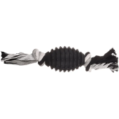 Кучешка играчка Flamingo Toy Gladiator Rugby & Cord with 2 knots Black ръгби топка с въже